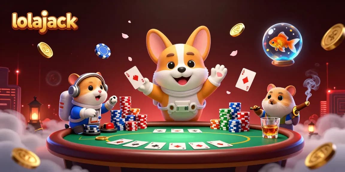 Elevate your game at lolajack Casino with exciting poker elements in a unique 3D digital scene.