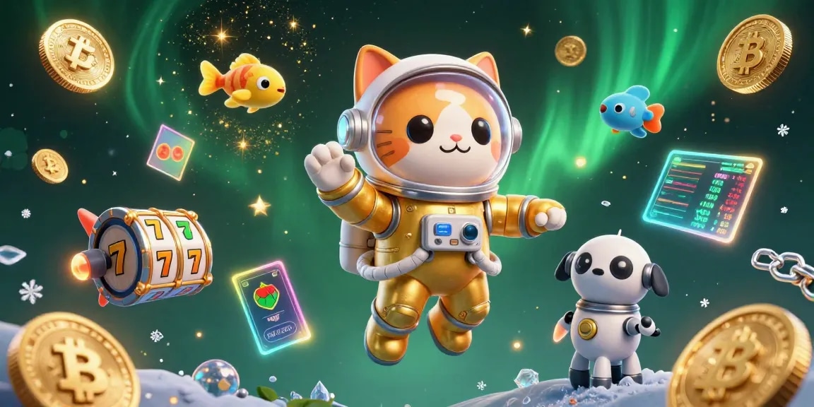 Engage luck and fortune with Luck8's vibrant 3D gambling scene showcasing cryptocurrencies and casino thrills.