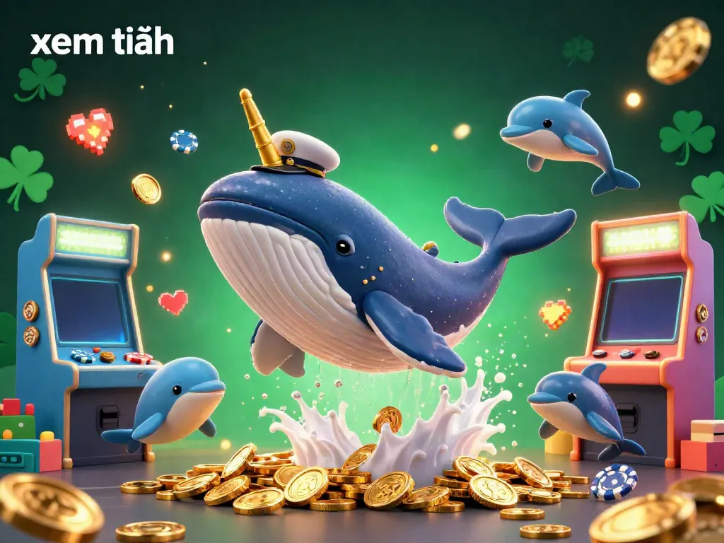 Engage with the captivating world of gaming at Go88, featuring a giant whale, narwhal, and dolphins, all within a sea of coins, xem thêm.