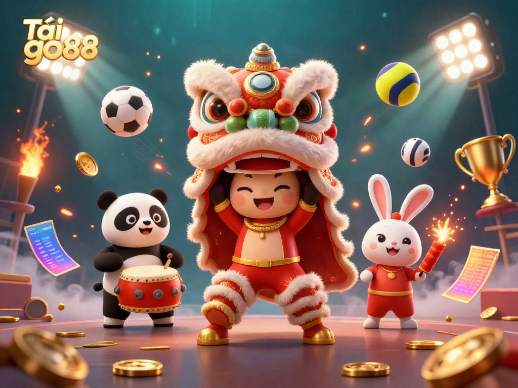 Engage with Tải go88 through this vibrant 3D scene showcasing a lively casino atmosphere.