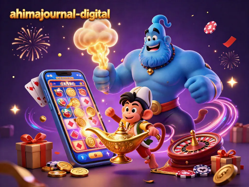 Experience excitement with ahimajournal-digital's vibrant 3D casino illustration featuring dynamic characters!