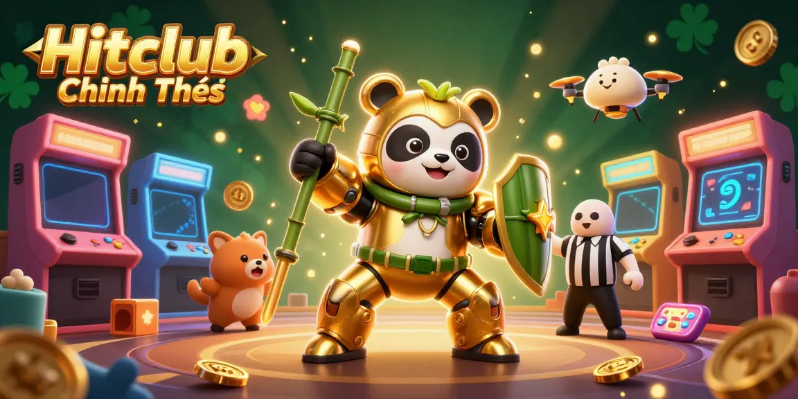 Engage in immersive gaming action at Hitclub Chính Thức featuring a vibrant 3D cartoon mech-suit panda.