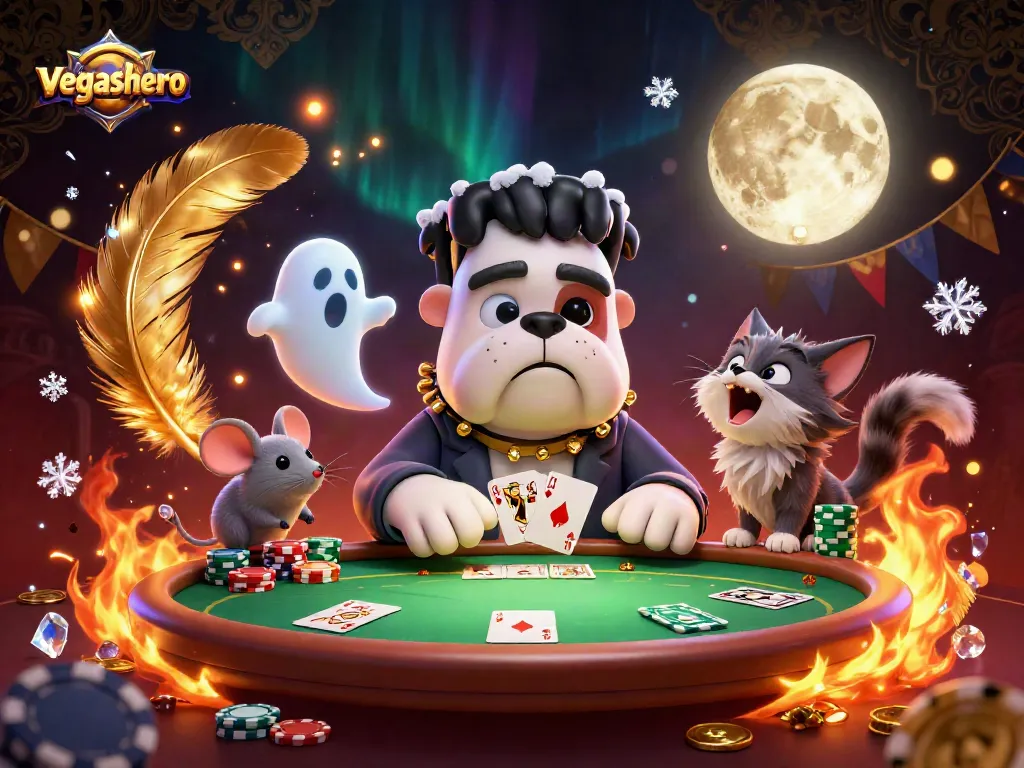 Join the excitement at VegasHero Casino with a thrilling poker game featuring unique characters.