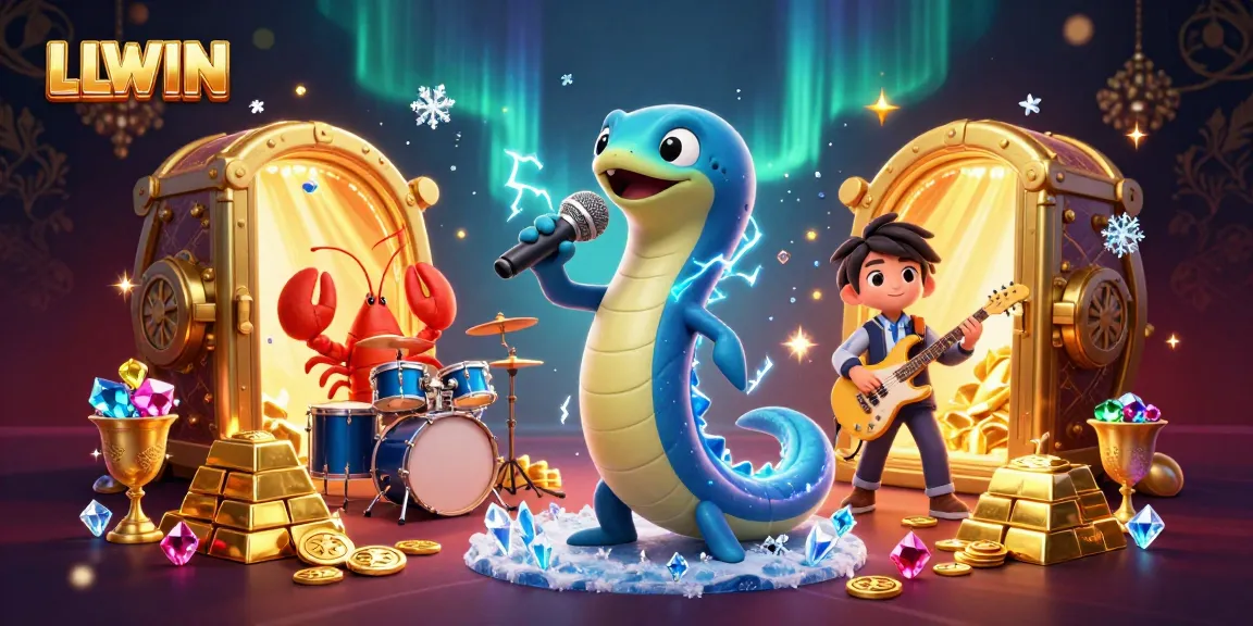 Experience the excitement of LLWIN in a vibrant underwater casino with cartoon characters performing.