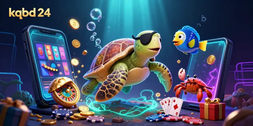 Engage with kqbd 24's vibrant 3D pirate-themed illustration featuring dynamic slot gaming elements and characters.