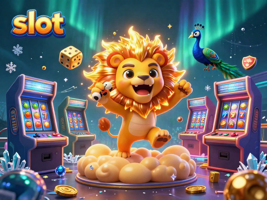 Experience thrilling slot gameplay with a golden sun lion and dynamic casino elements.