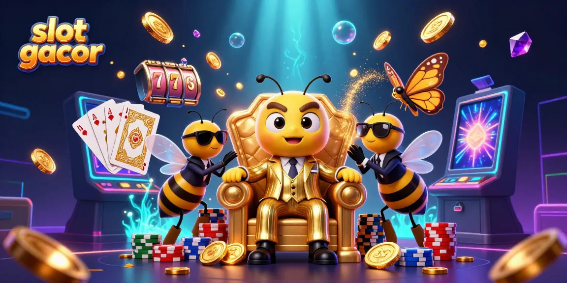 Engage with vibrant slot gacor action featuring a playful bee mob boss amidst rich casino elements.